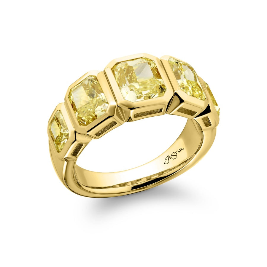 18K Yellow Gold Radiant-Cut Fancy Yellow Diamond Single-Row GIA Certified Band