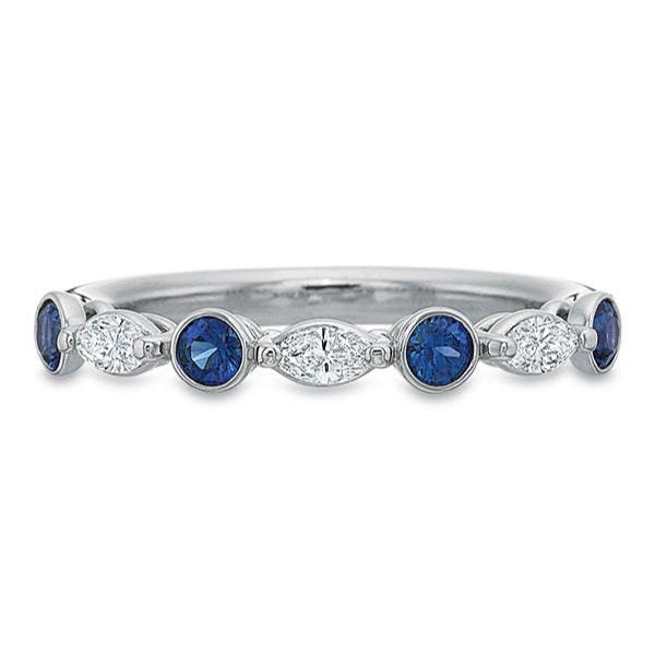 Marquise Diamond & Round Sapphire Anniversary Band