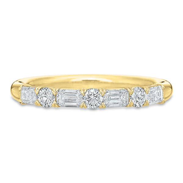 Petite Grand Aire Alternating Emerald Cut & Round Diamond Anniversary Band
