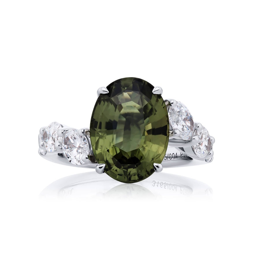 Platinum Oval Alexandrite GIA Certified Ring