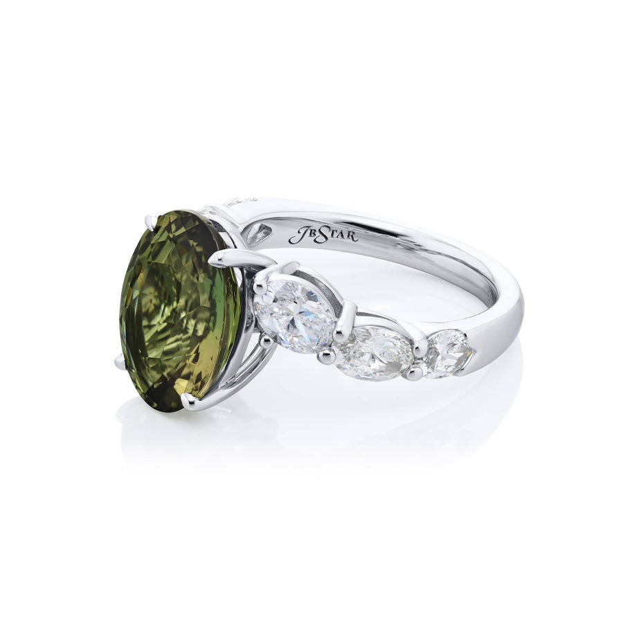Platinum Oval Alexandrite GIA Certified Ring