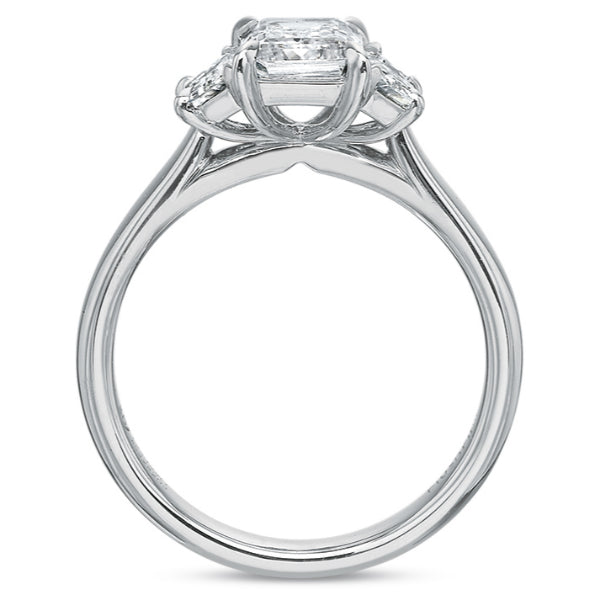 Classic Low Profile Three-Stone Mounting with Half-Moon Diamonds
