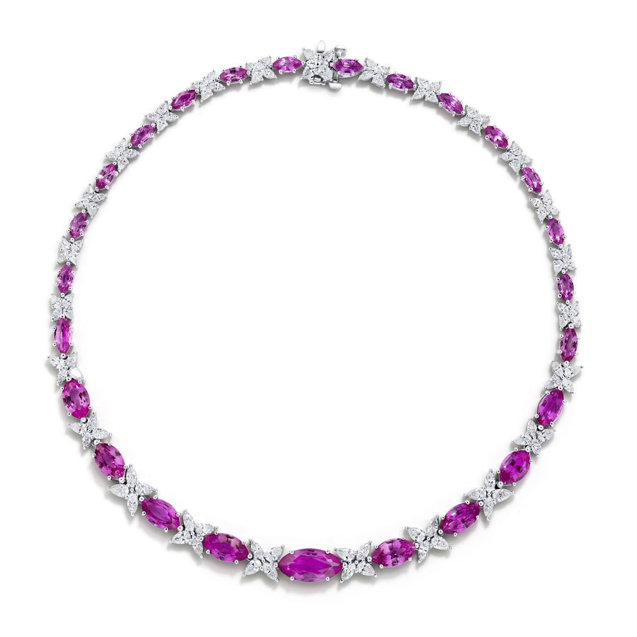 Platinum Marquise Pink Sapphire Certified Necklace