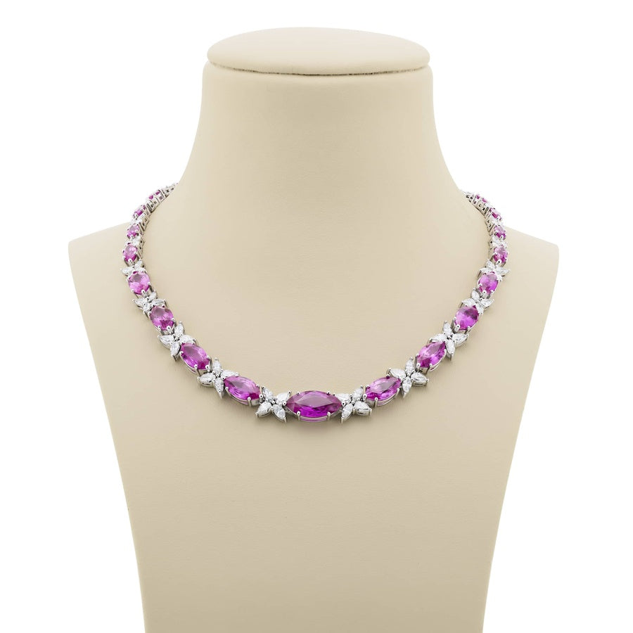 Platinum Marquise Pink Sapphire Certified Necklace