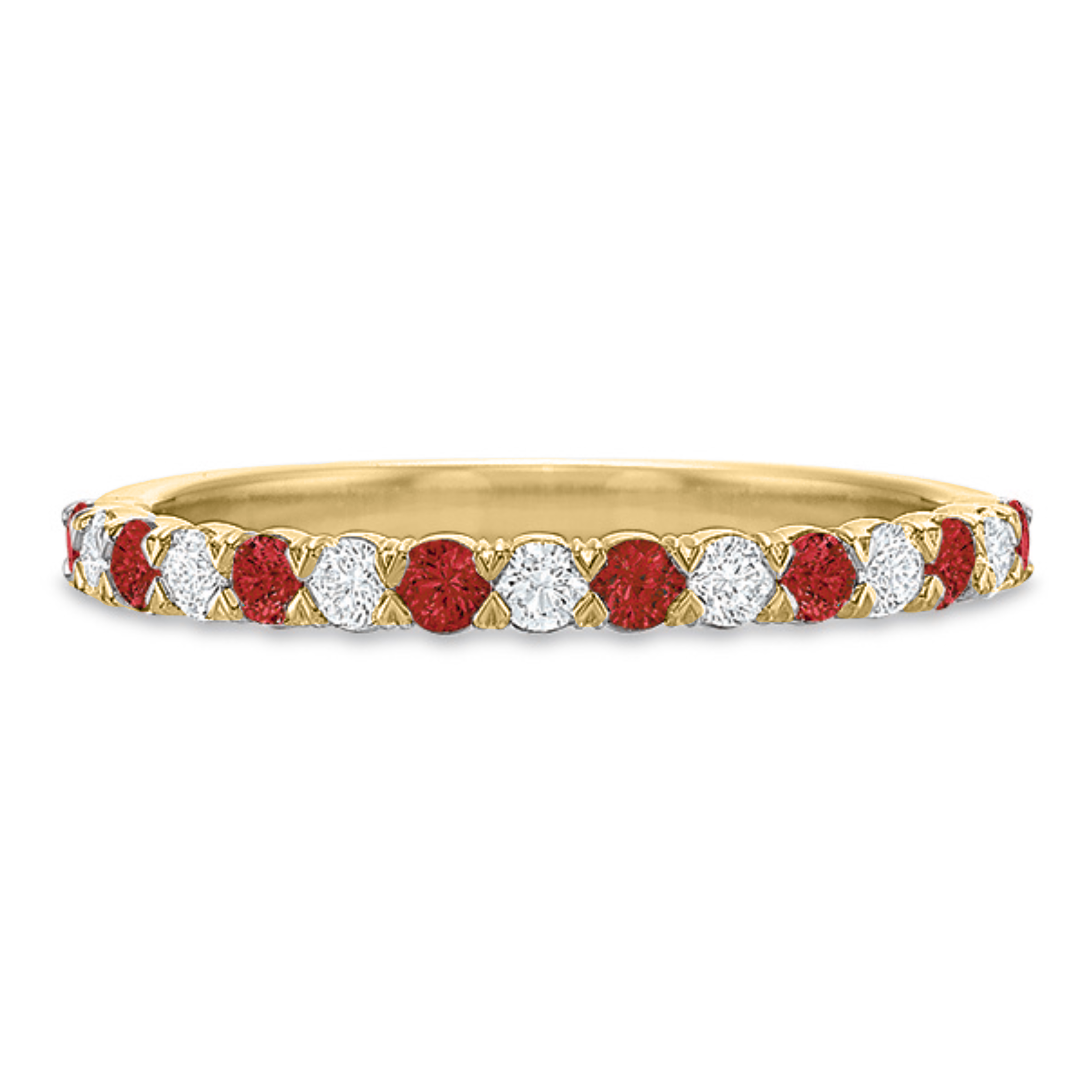 New Aire Silk Prong Ruby and Diamond Band
