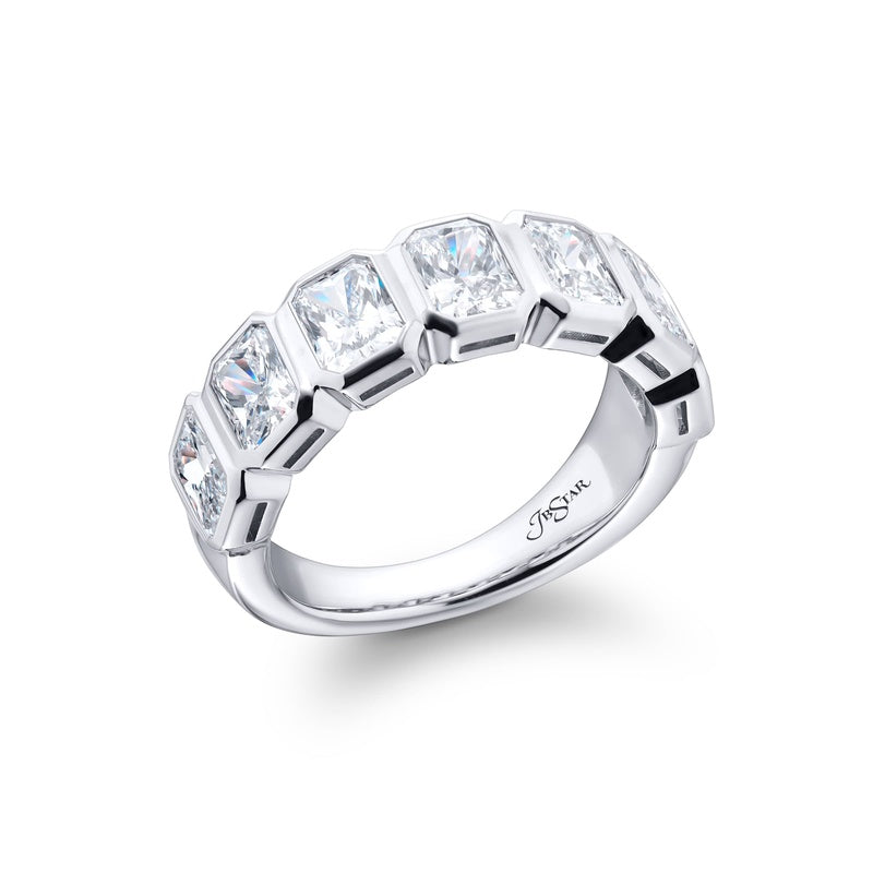 Platinum Radiant-Cut Diamond Certified Bezel Band