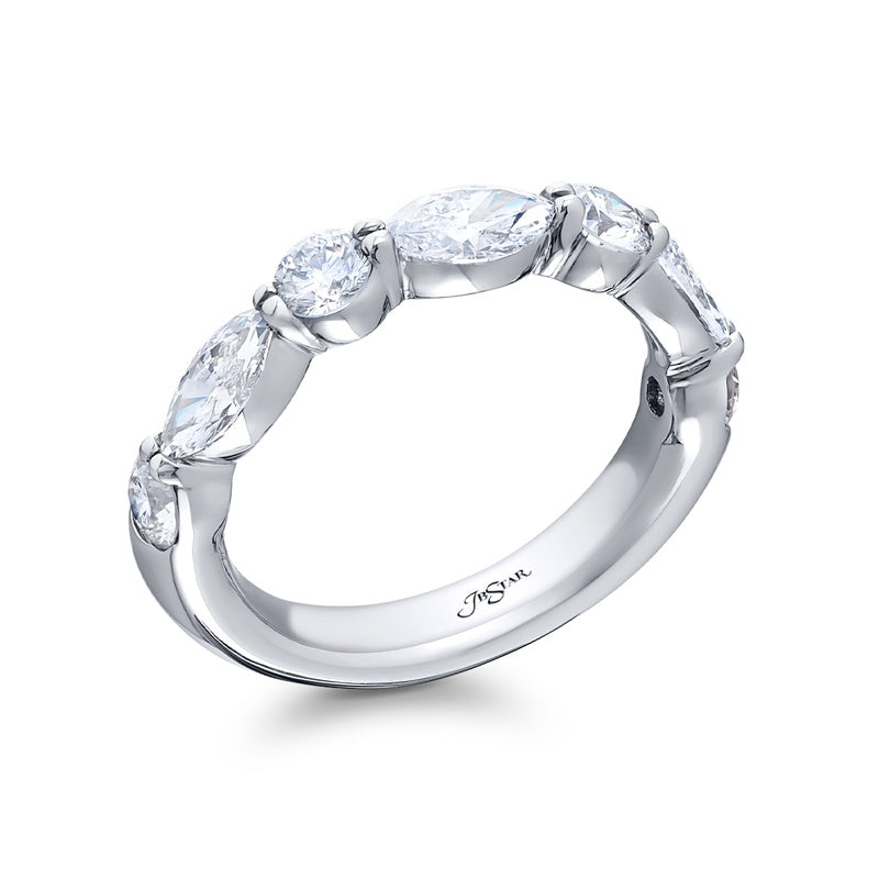 Platinum Round and Marquise Diamond East-West Band
