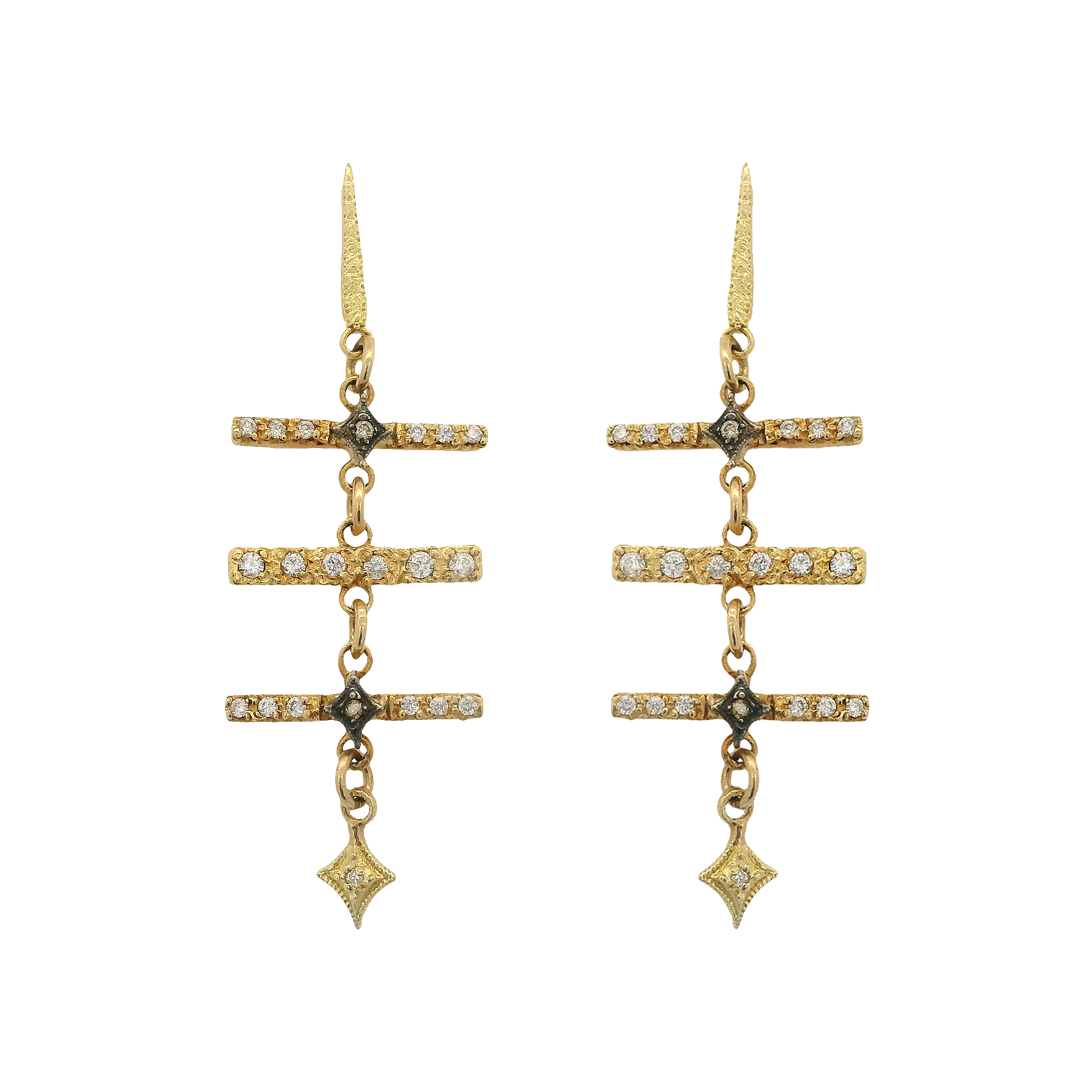 Petite Bar Earrings with White and Champagne Diamonds