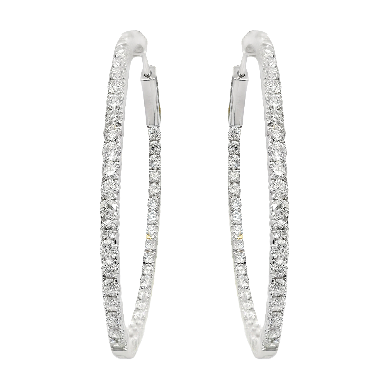 Vintage White Gold Diamond Hoop Earrings