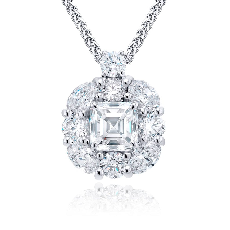 Platinum Square Emerald-Cut Diamond Pendant