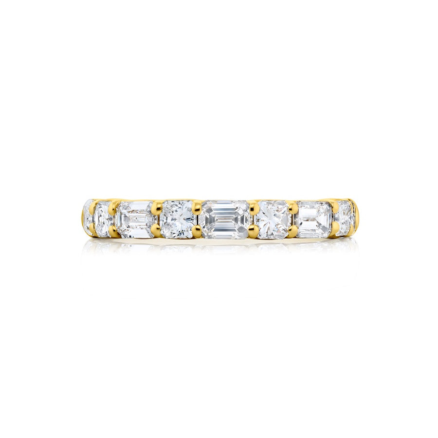 18K Yellow Gold Emerald-Cut and Radiant-Cut Diamond East-West Band