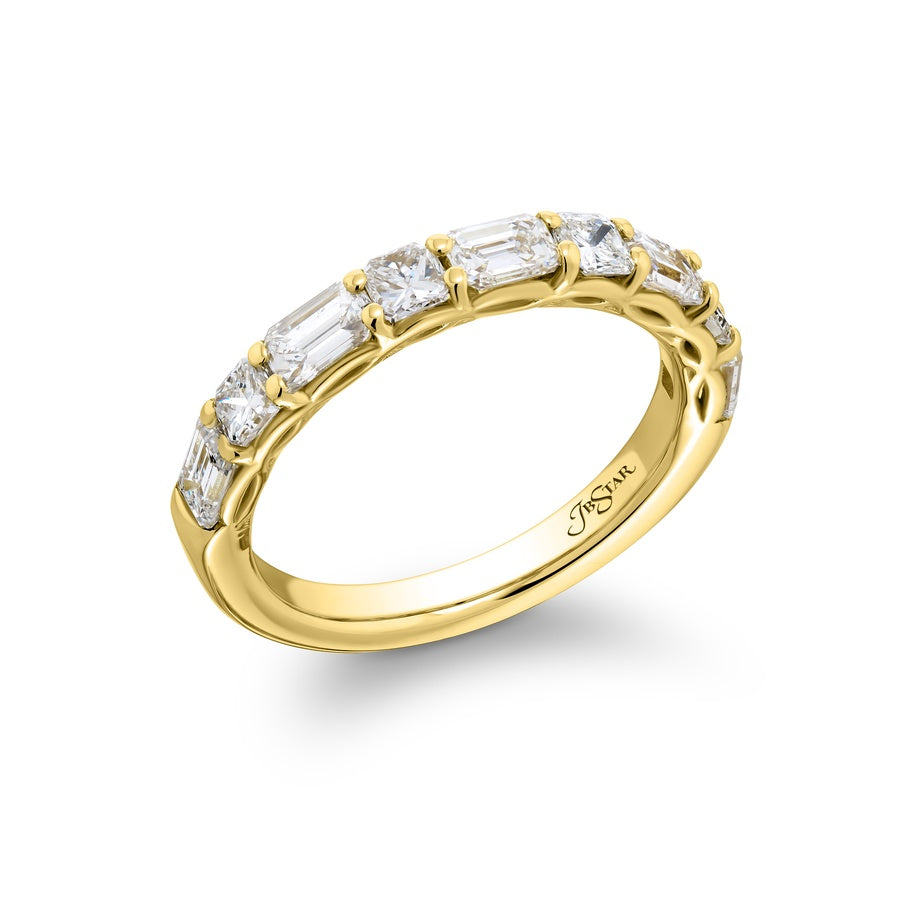 18K Yellow Gold Emerald-Cut and Radiant-Cut Diamond East-West Band