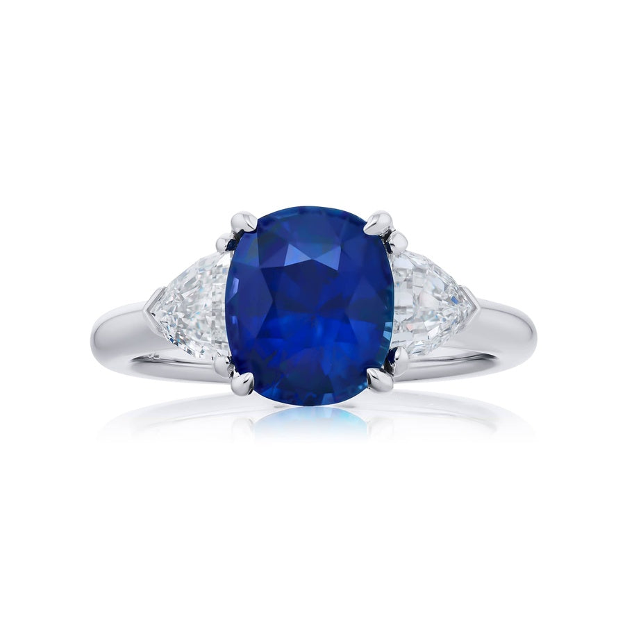 Platinum Cushion-Cut Sapphire Certified Ring