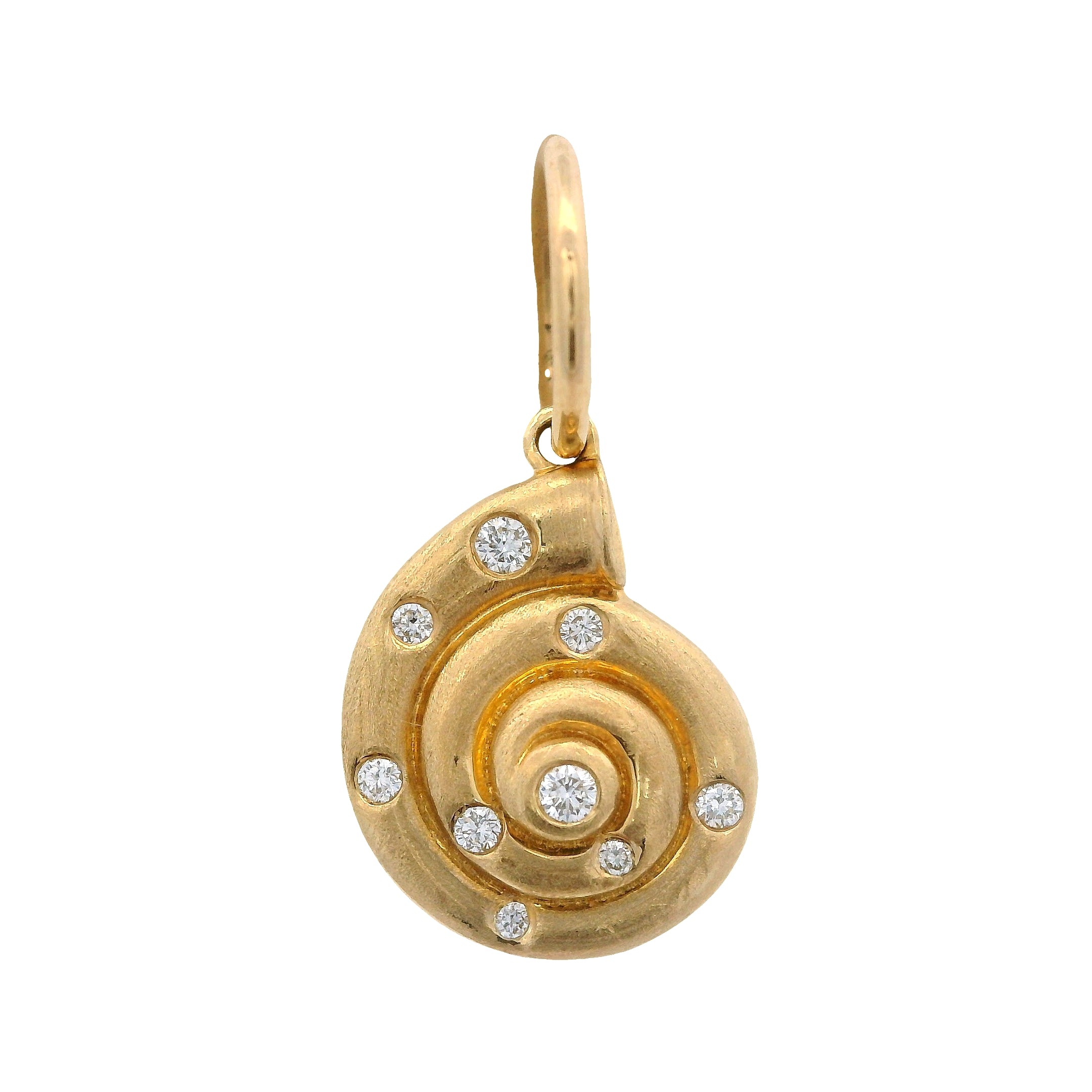 Bezeled Diamond Spiral Shell Pendant