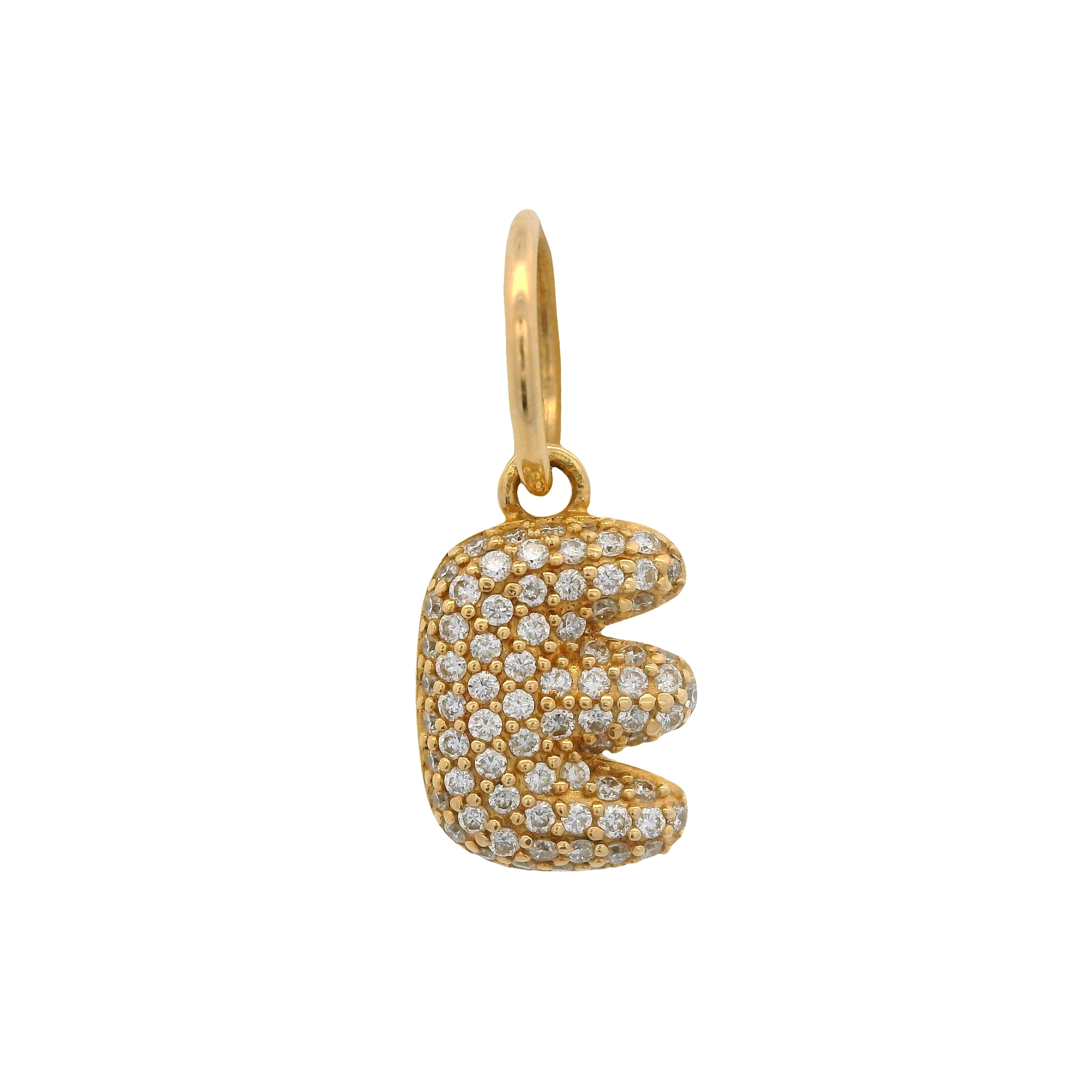 Puffed Diamond "E" Initial Charm