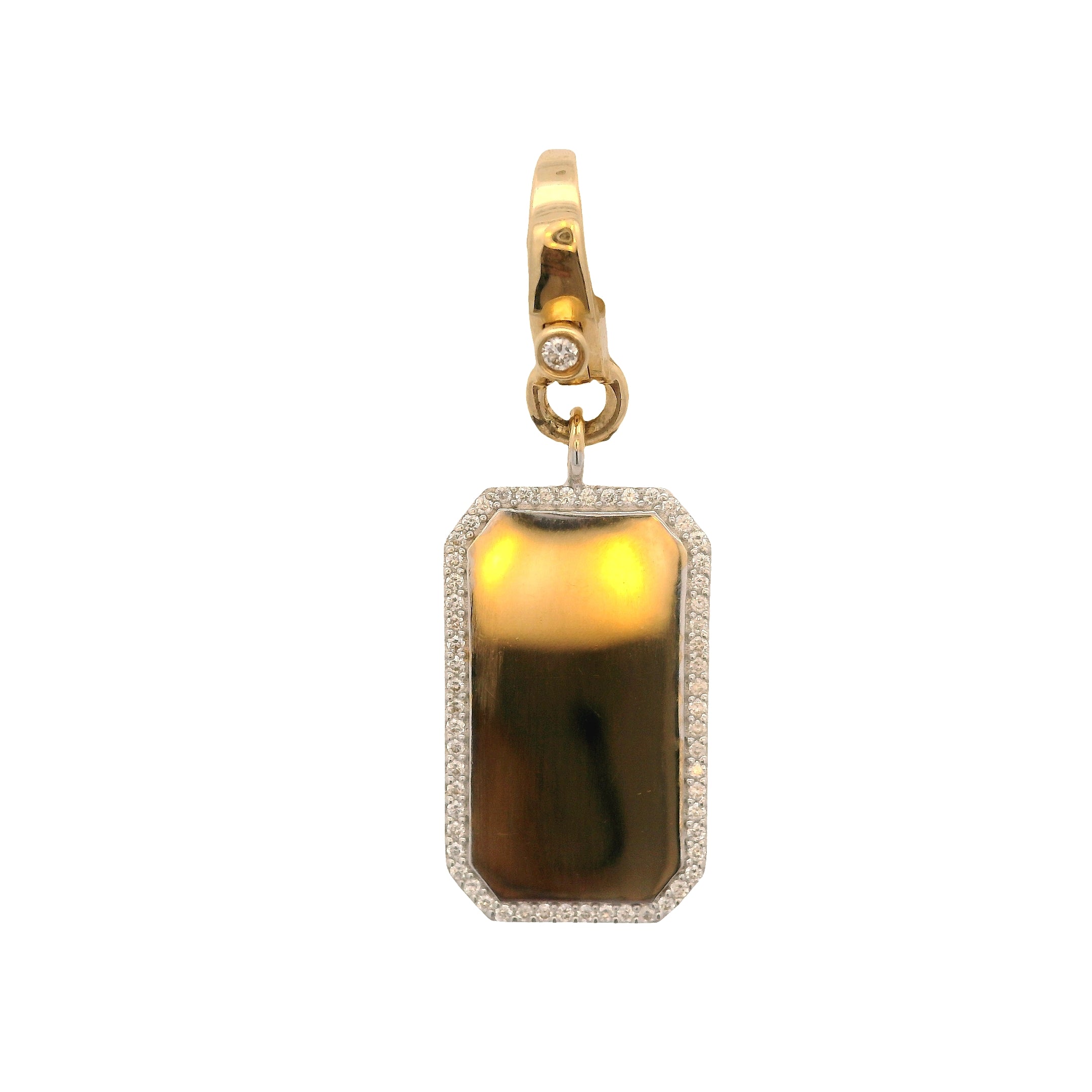 Round Diamond Halo Dog Tag Pendant with Enhancer Bail