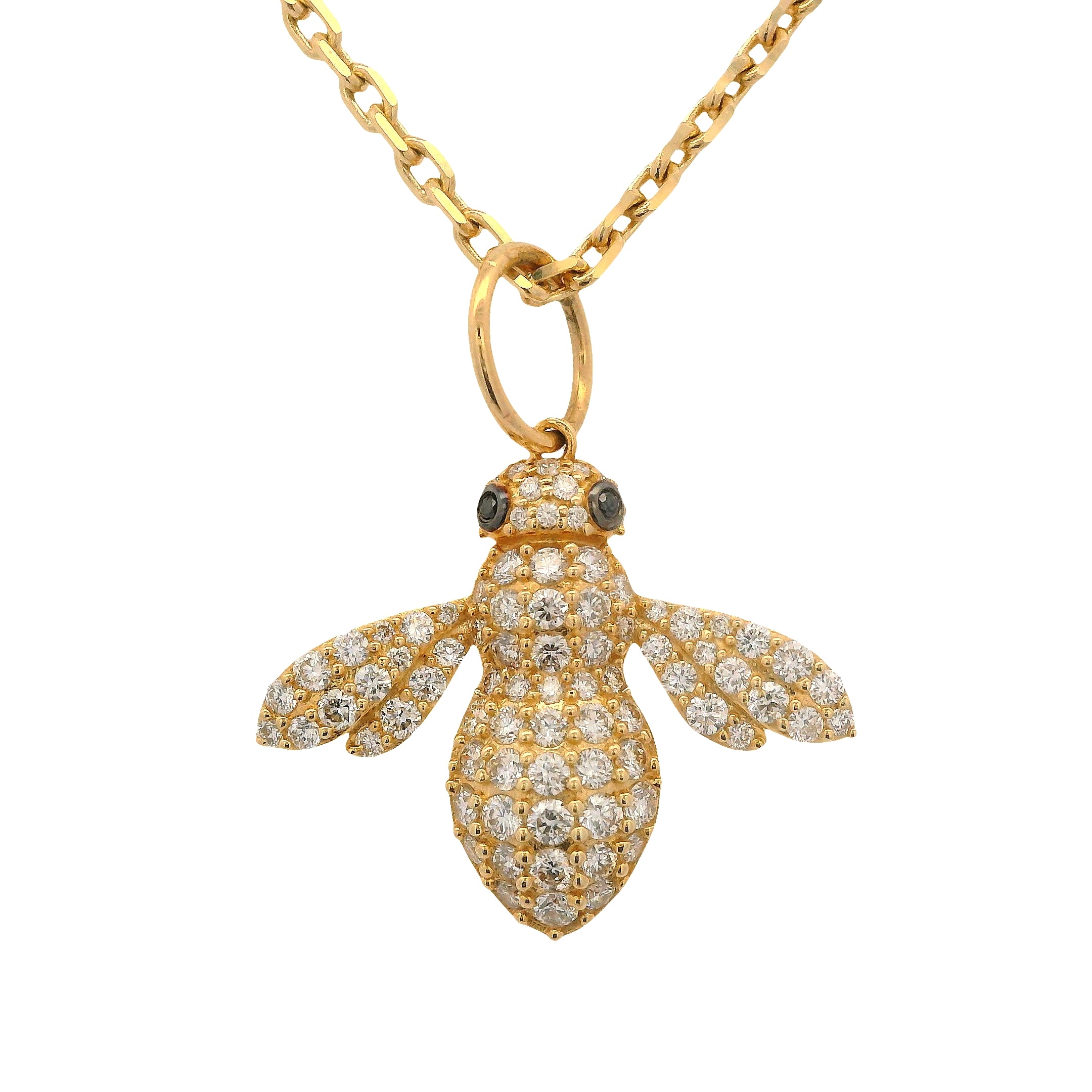 Pavé Diamond Bee Pendant with Black Diamond Eyes