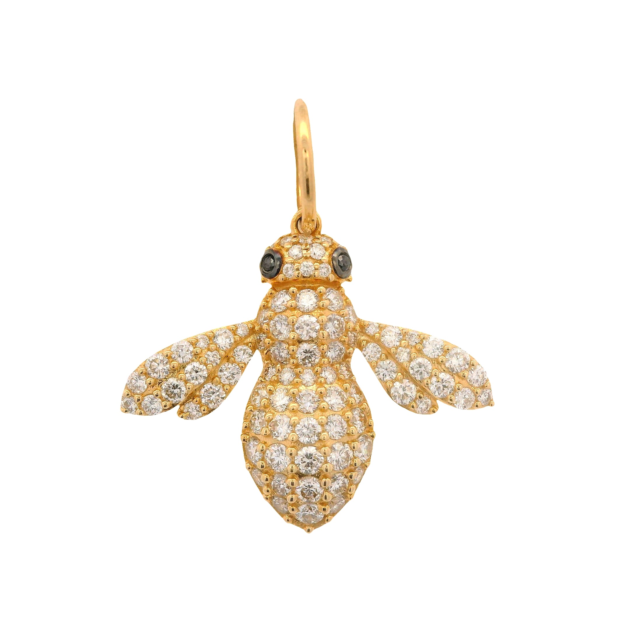 Pavé Diamond Bee Pendant with Black Diamond Eyes