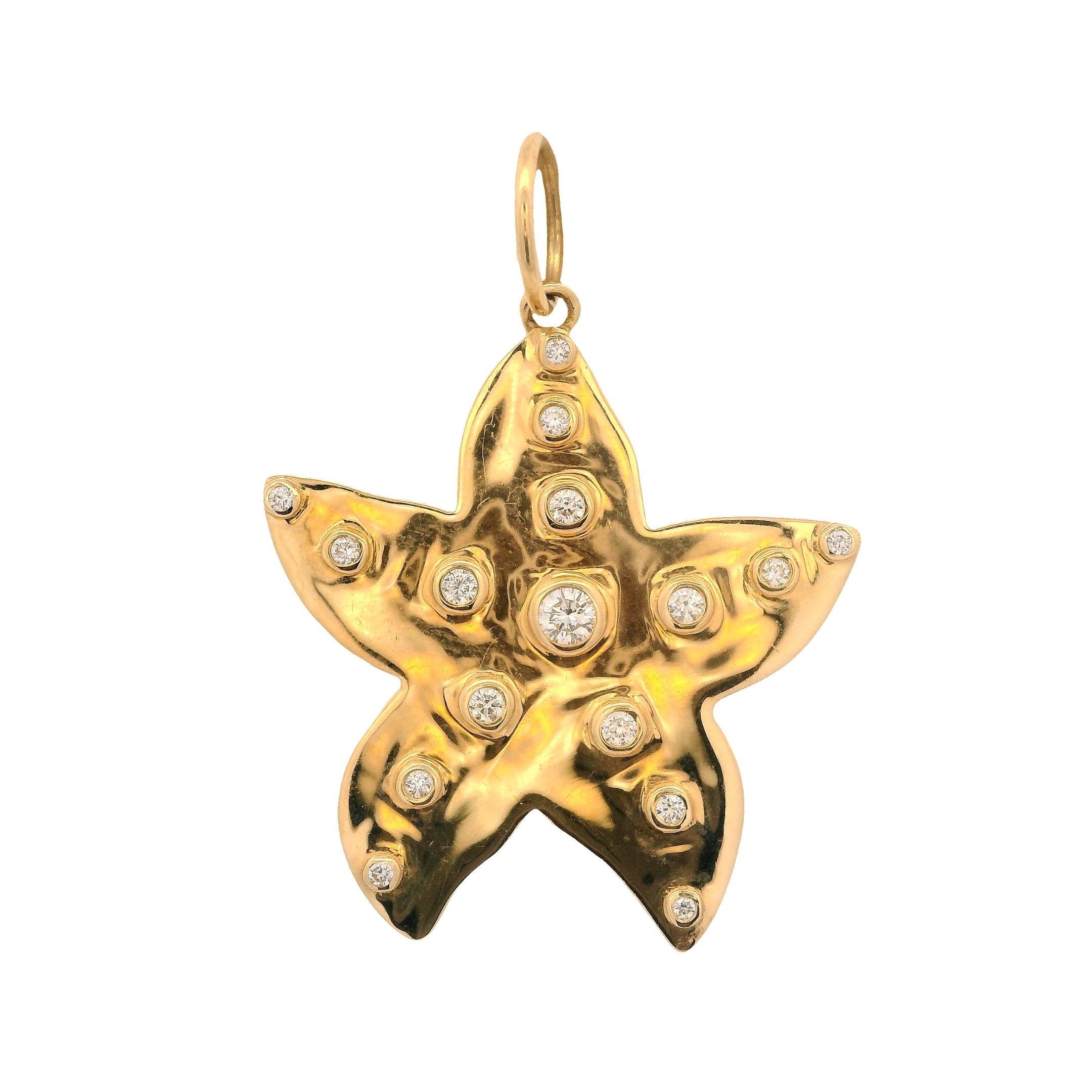 Bezel Round Diamond Starfish Pendant