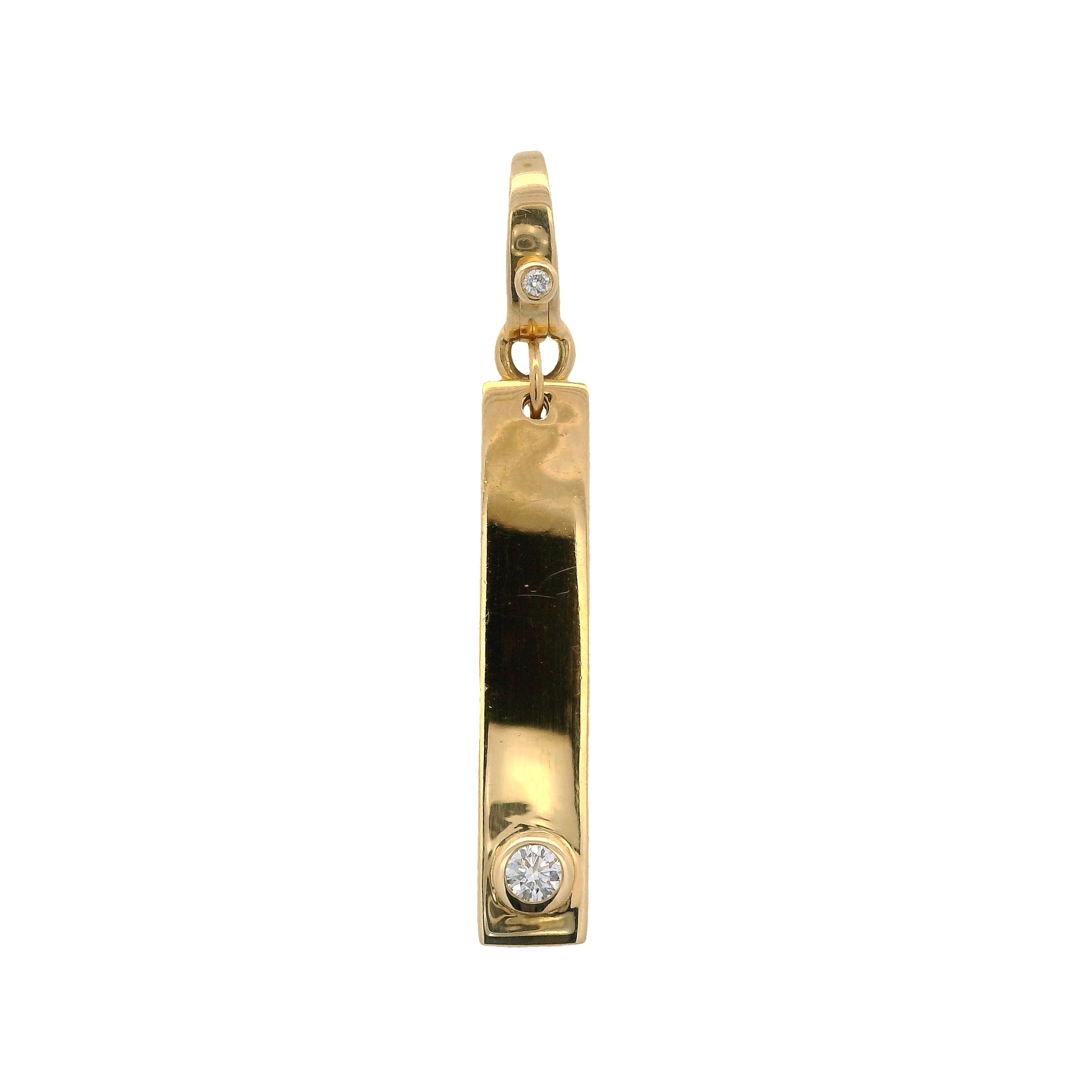 Solitaire Bezel Round Diamond Rectangle Pendant on Enhancer Bail
