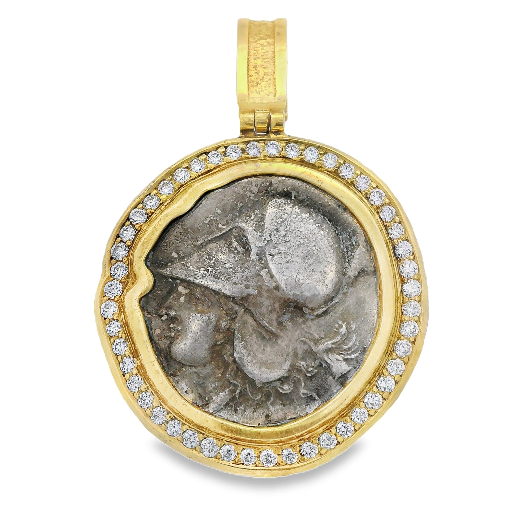 Athena Coin Enhancer Pendant with Diamond Halo