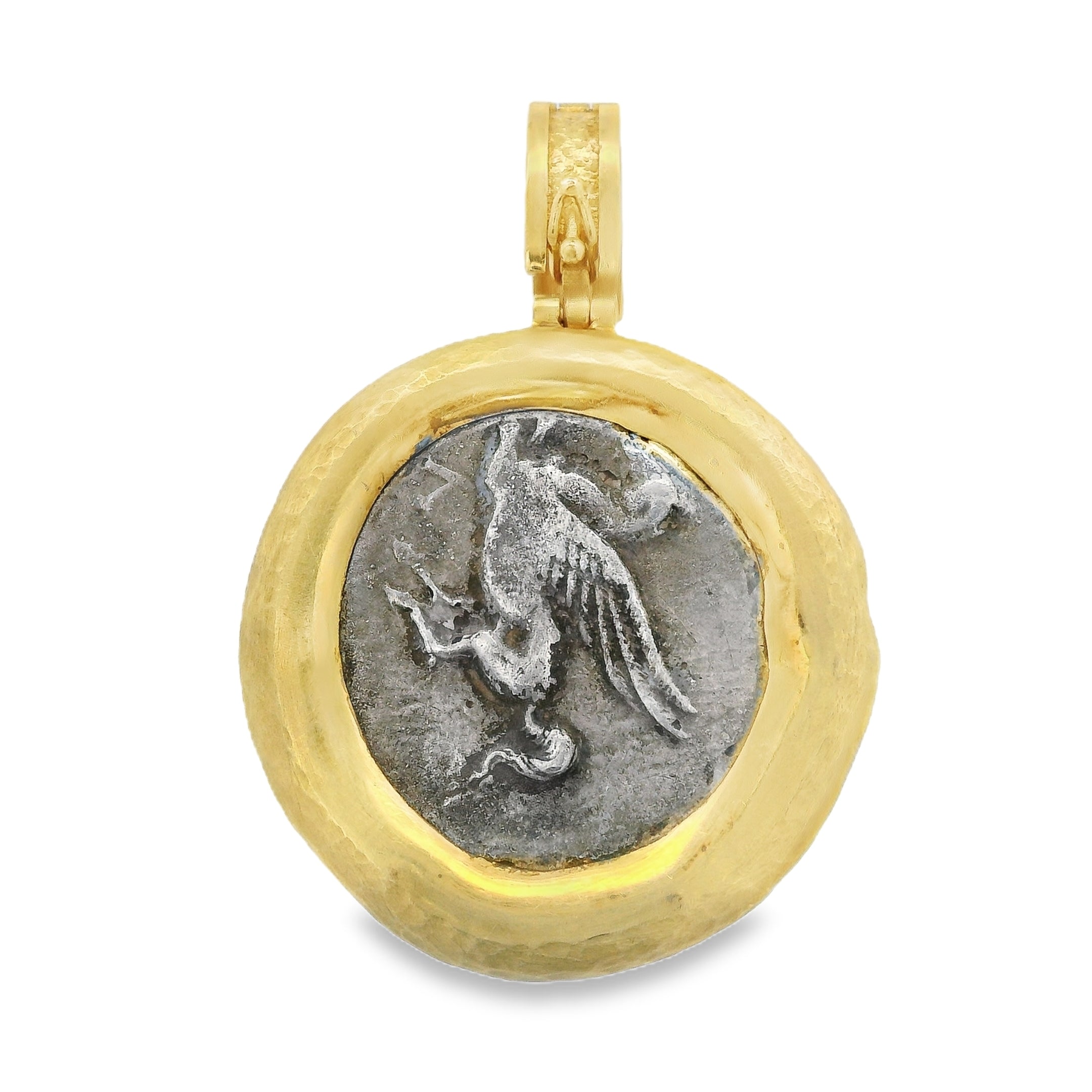 Athena Coin Enhancer Pendant with Diamond Halo