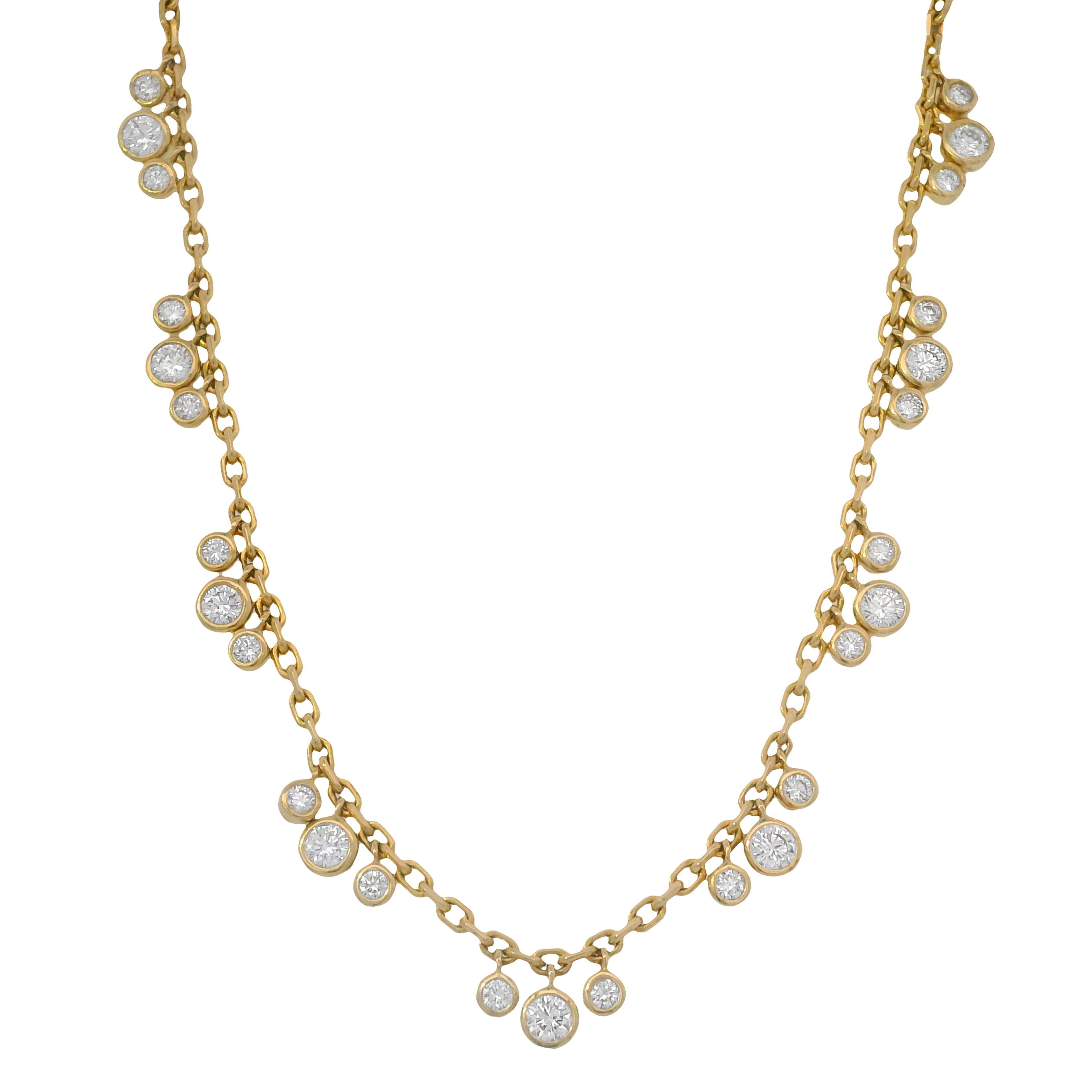 Bezel Round Diamond Shaker Necklace