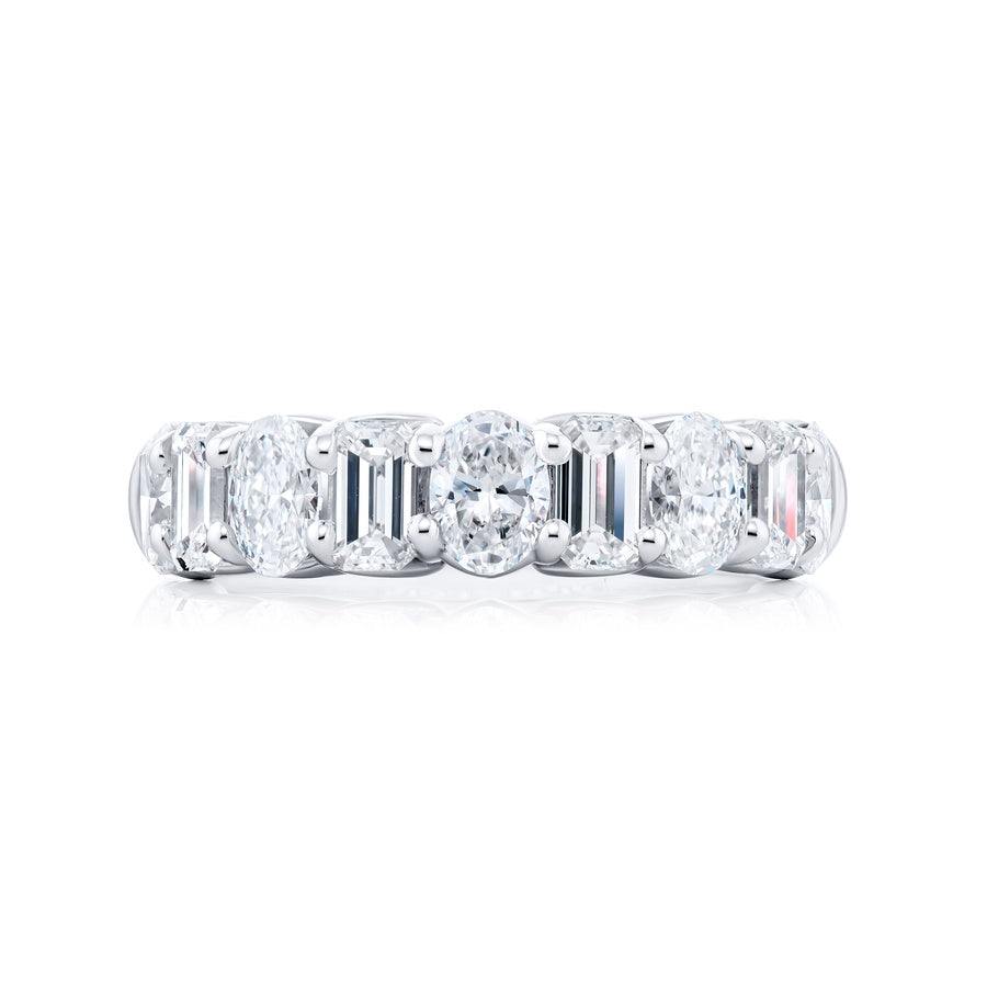 Platinum Oval and Emerald-Cut Diamond Band