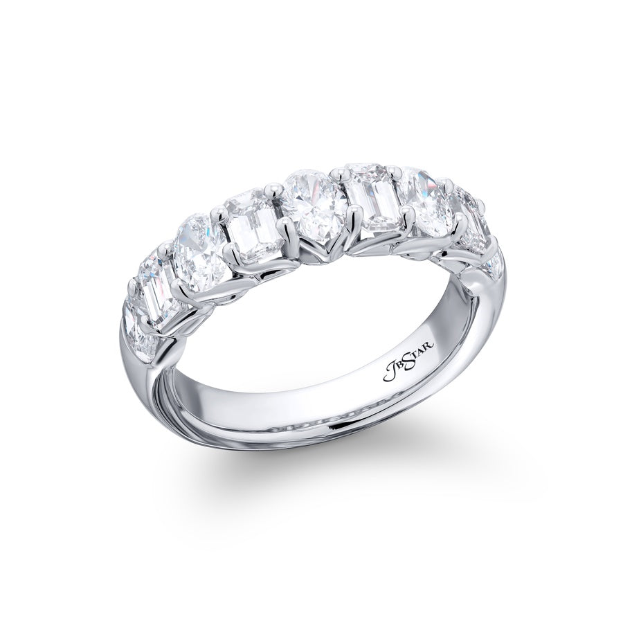 Platinum Oval and Emerald-Cut Diamond Band
