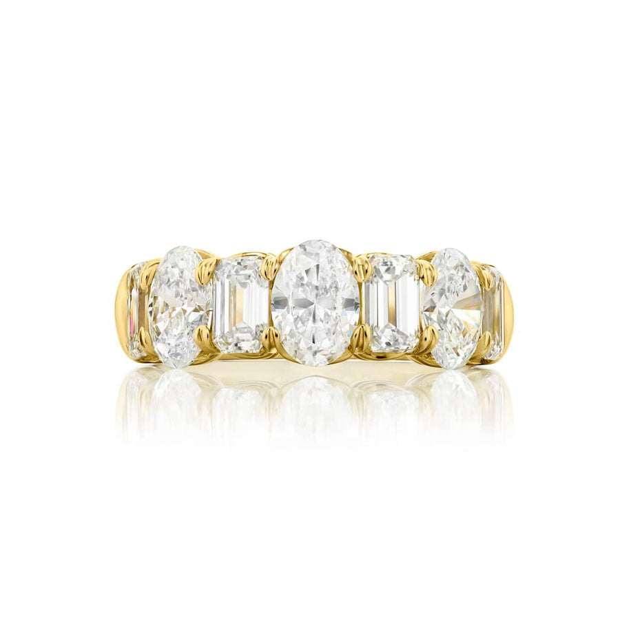 18K Yellow Gold Oval and Emerald-Cut Diamond Band