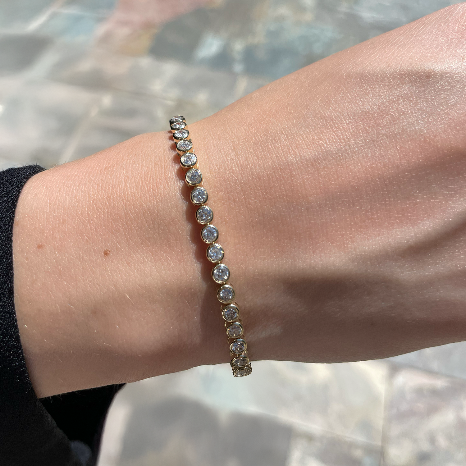 3.53ctw Bezel Round Diamond Tennis Bracelet
