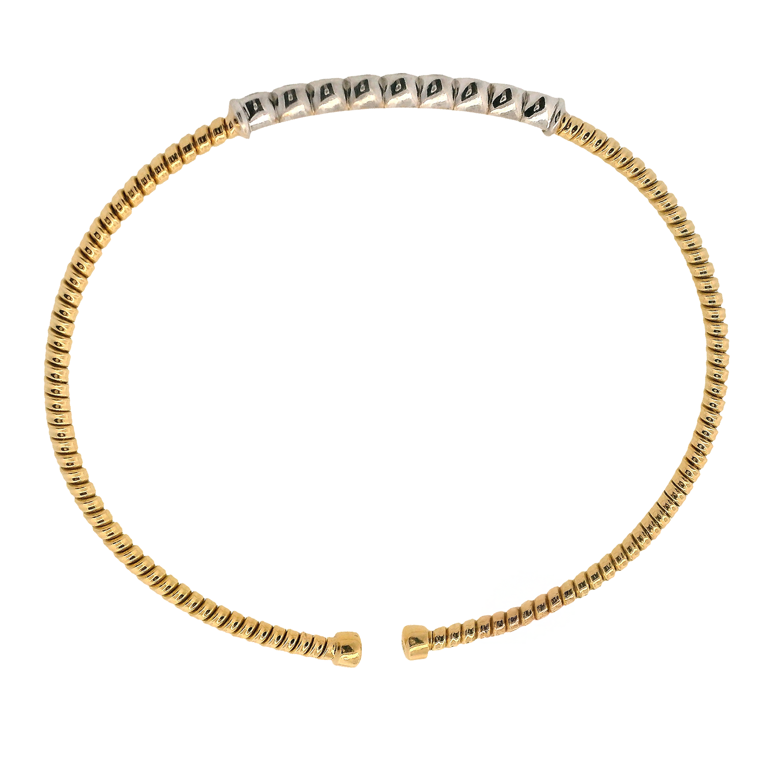 Coil Bangle with Single Row of Nine Diamonds