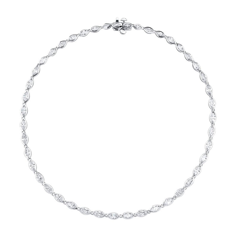 Platinum Marquise Diamond Bezel Set Necklace