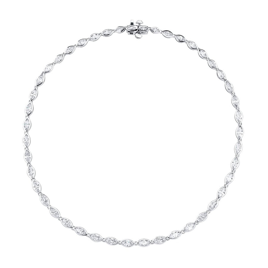 Platinum Marquise Diamond Bezel Set Necklace