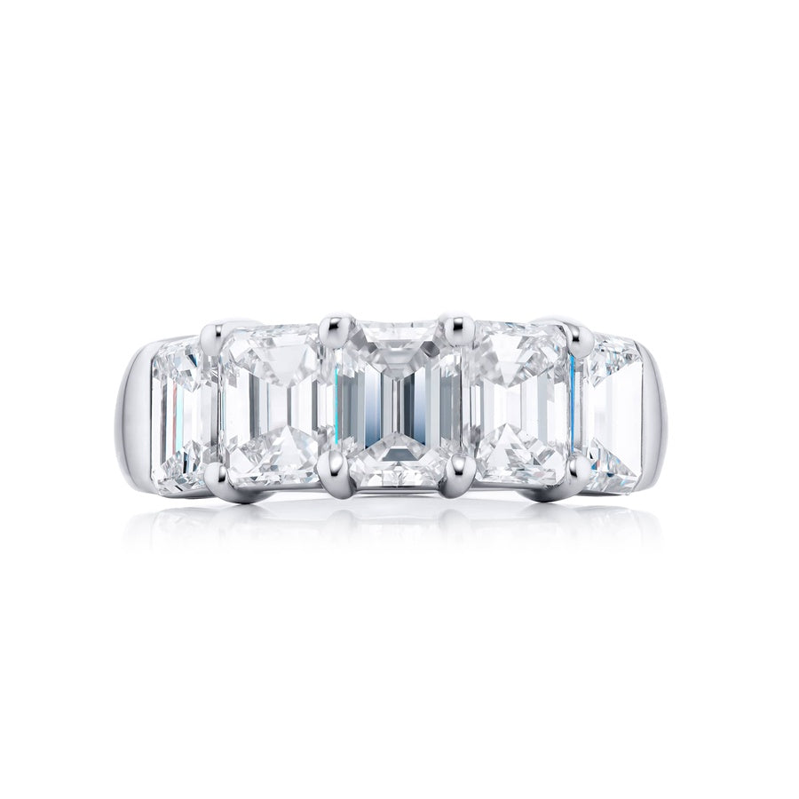 Platinum Emerald-Cut Diamond Certified Band