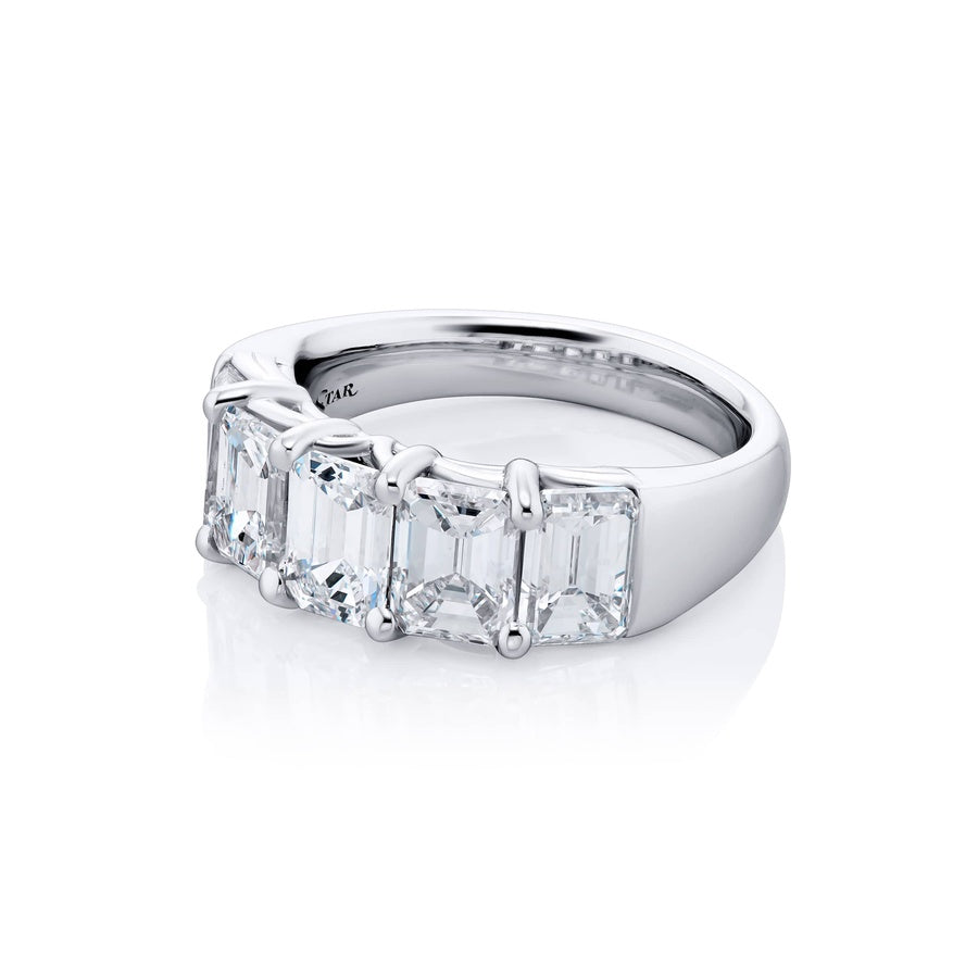 Platinum Emerald-Cut Diamond Certified Band