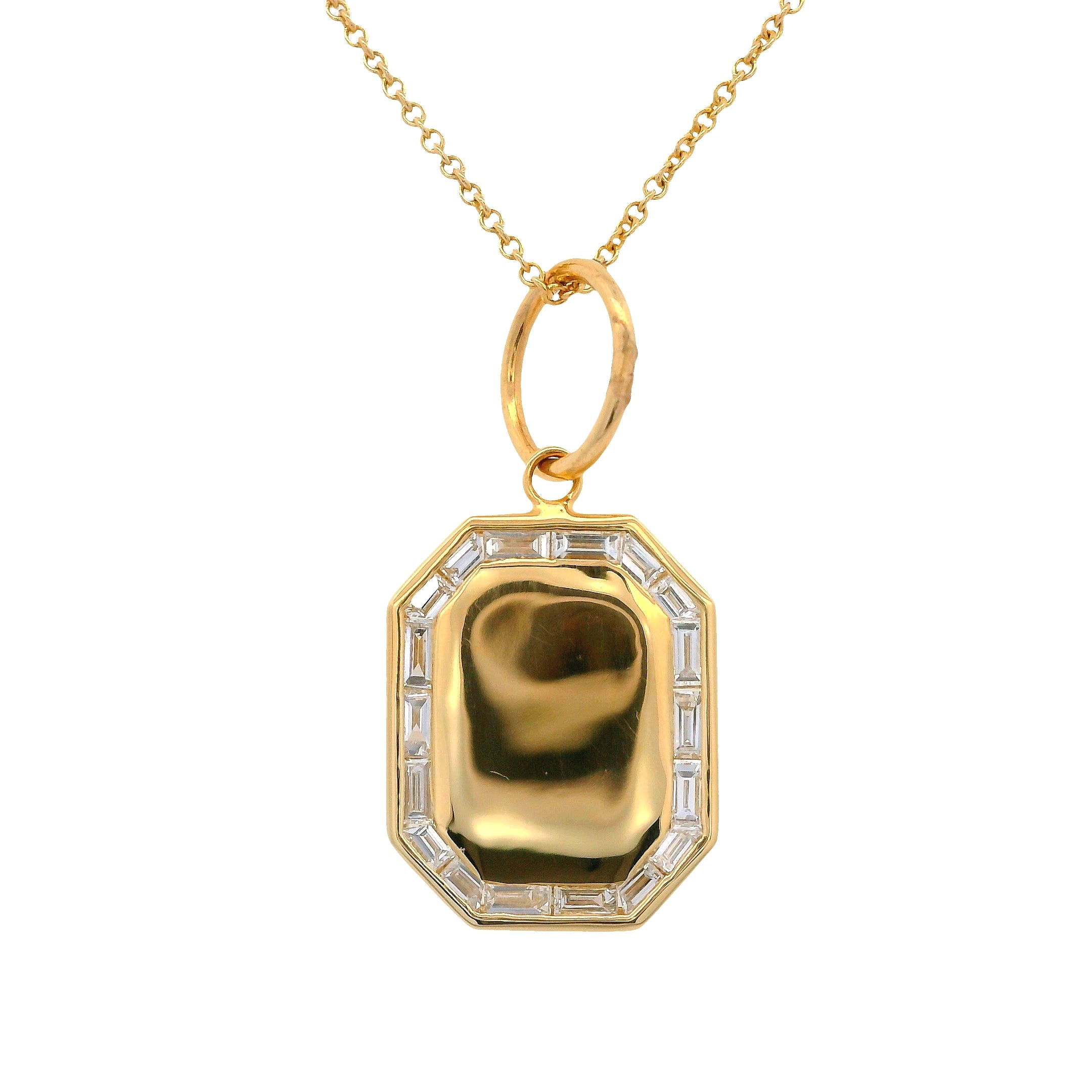 Baguette Diamond Halo Dog Tag Pendant