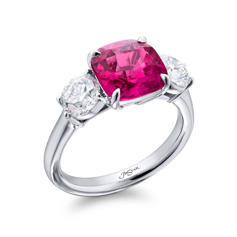 Platinum Cushion-Cut No-Heat Pink Sapphire Ring