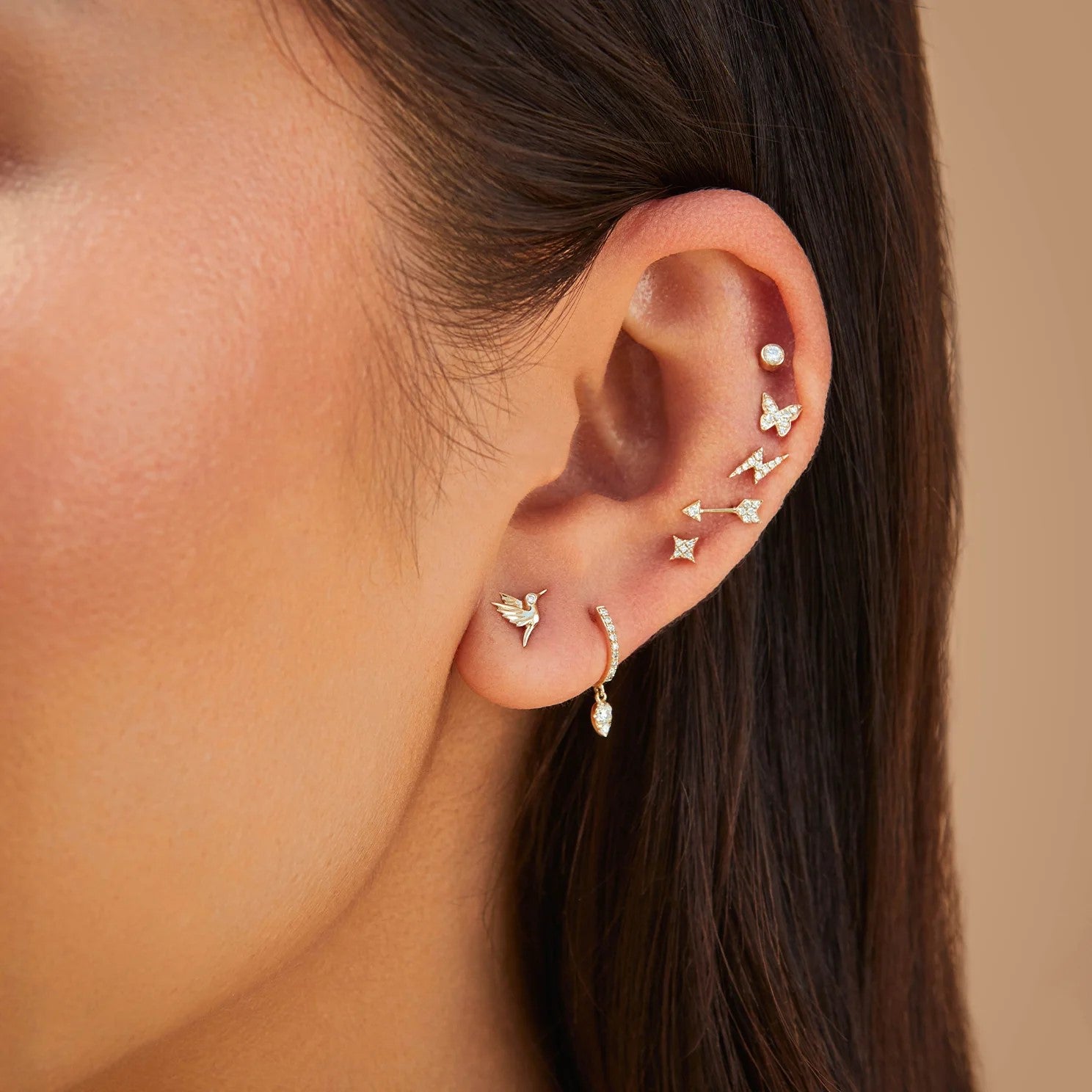 Diamond Mini Arrow Stud Earrings