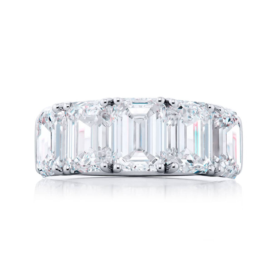 Platinum Emerald-Cut Diamond Certified Band