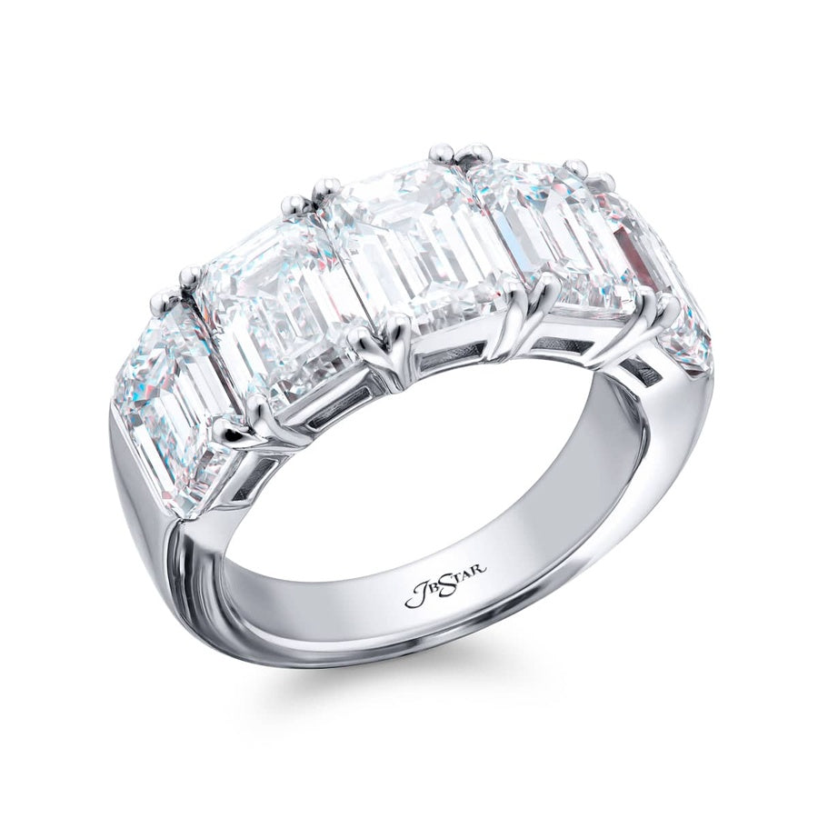 Platinum Emerald-Cut Diamond Certified Band