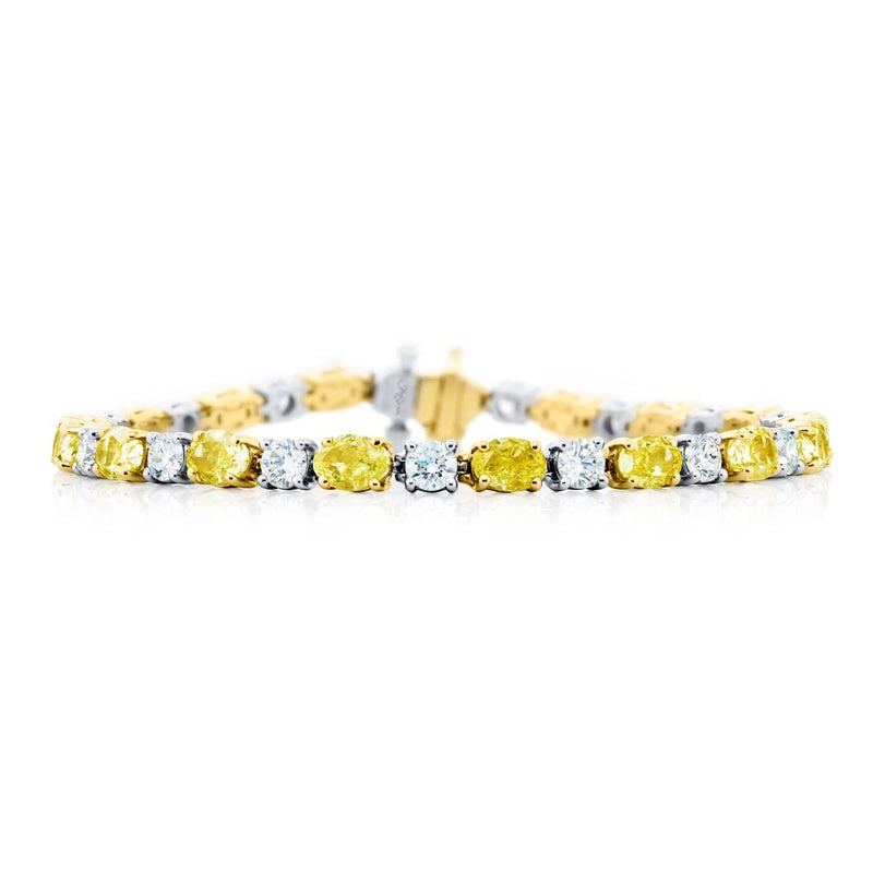 18K Yellow Gold and Platinum Oval Fancy Yellow Diamond Bracelet