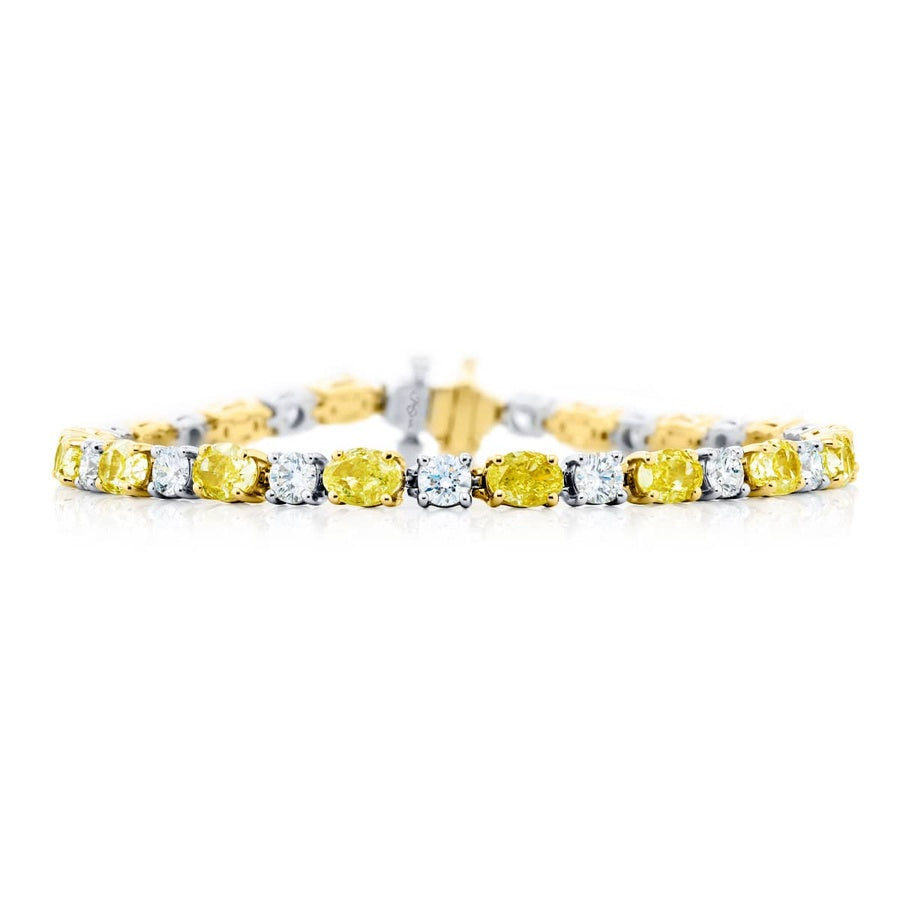 18K Yellow Gold and Platinum Oval Fancy Yellow Diamond Bracelet