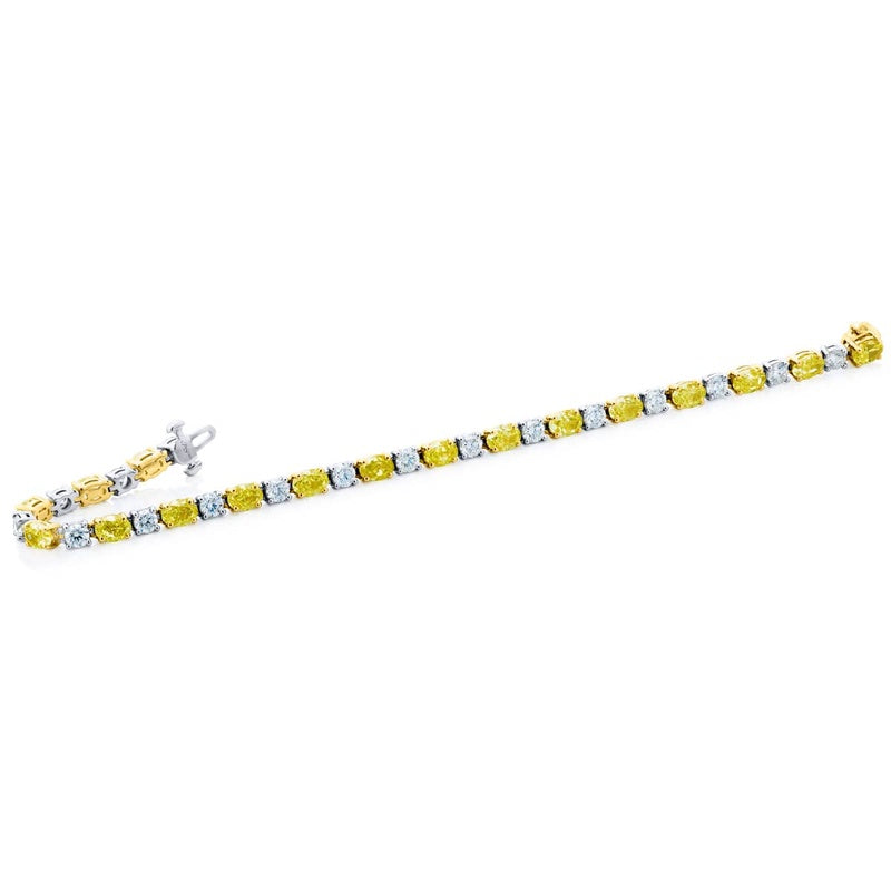 18K Yellow Gold and Platinum Oval Fancy Yellow Diamond Bracelet