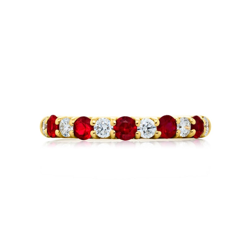 18K Yellow Gold Ruby and Diamond Band