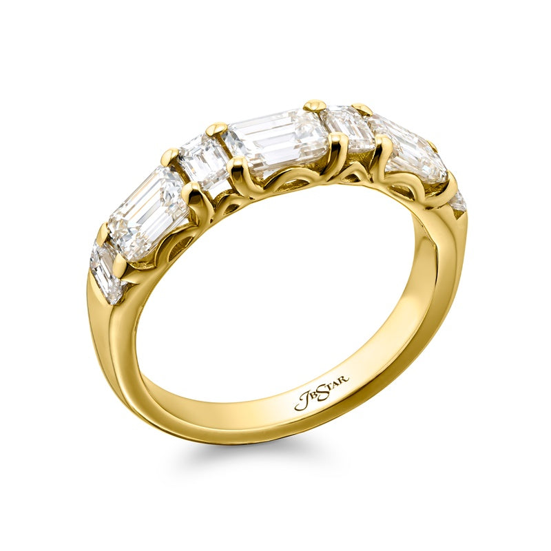 18K Yellow Gold Emerald-Cut Diamond East-West Band