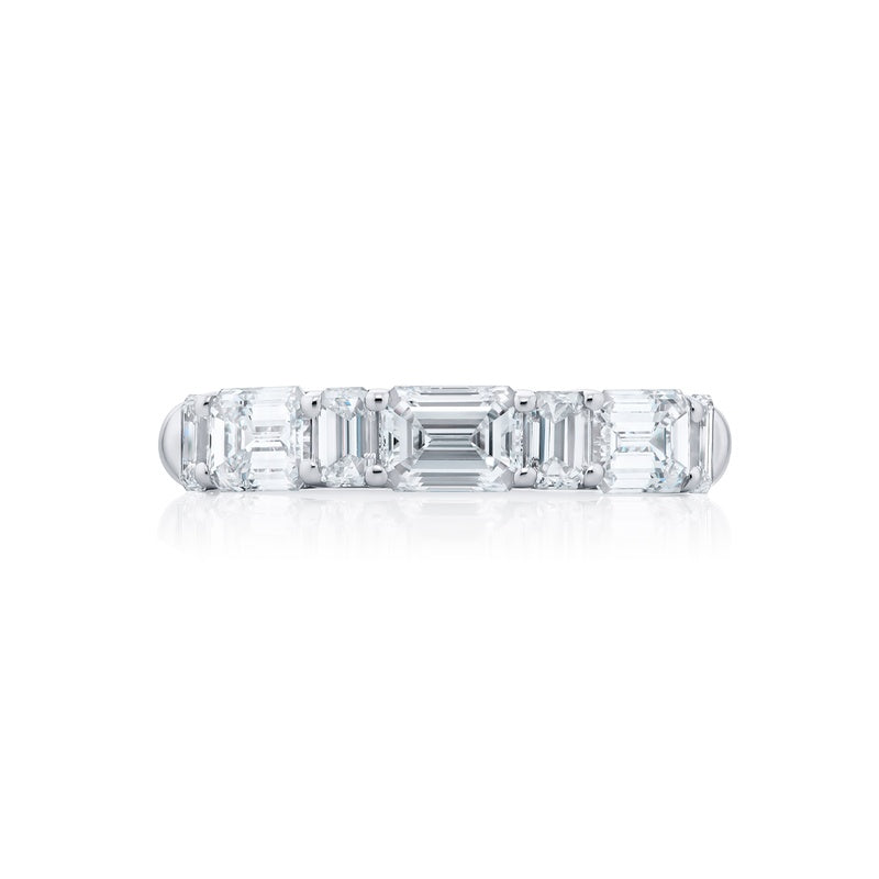 Platinum Emerald-Cut Diamond East-West Band