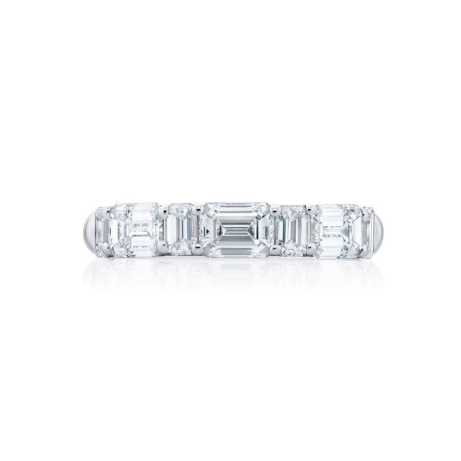 Platinum Emerald-Cut Diamond East-West Band