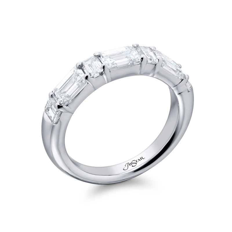 Platinum Emerald-Cut Diamond East-West Band