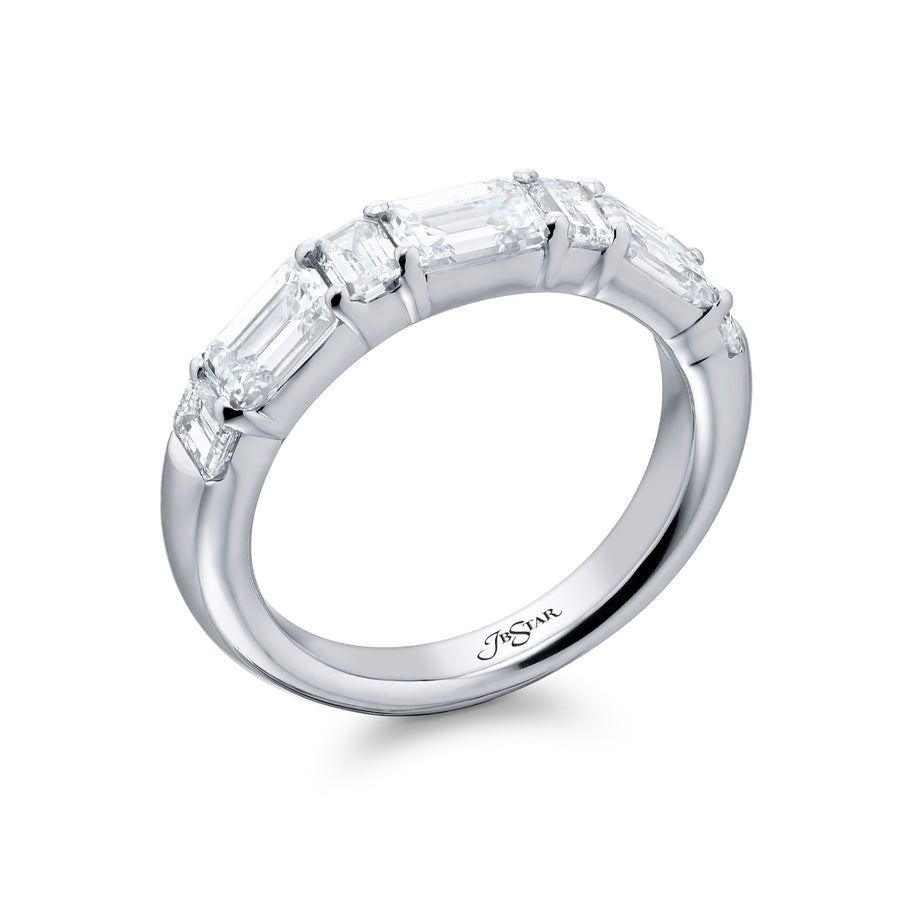 Platinum Emerald-Cut Diamond East-West Band